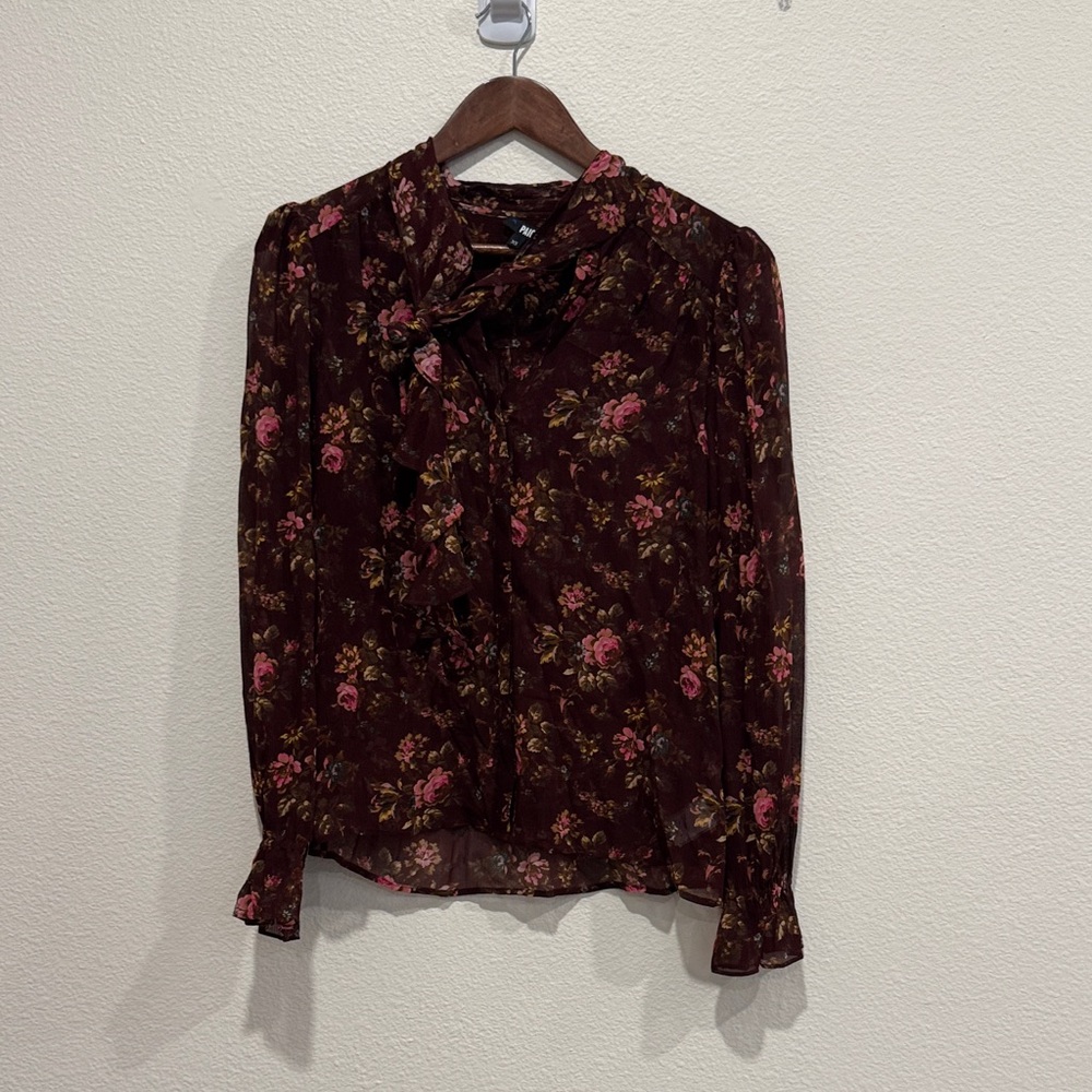 PAIGE Clemency Floral Silk Top in Rosewood Multi, xs - Picture 3 of 12